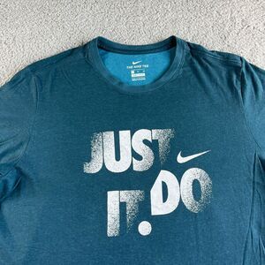 NEW Nike T Shirt Mens Extra Large Blue Graphic Dri-Fit The Nike‎ Tee JUST DO IT